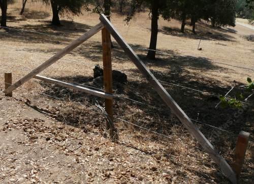 Any little bend in the fence requires an angle brace