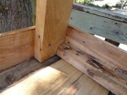 The underside corner of the table.