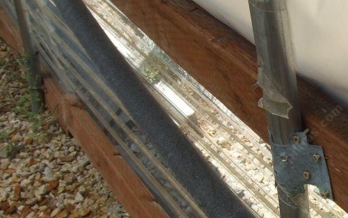 A hybrid greenhouse, poly upper and polycarbonate sides.