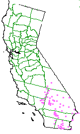 An approximate map of the zipcodes that have the Creosote brush plant community  - grid24_6
