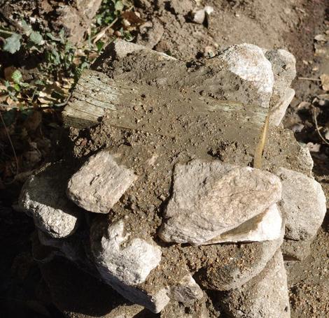 Treated wood into rock pillar. If it's not level the bench will rock, and you will roll. - grid24_12 Treated wood into rock pillar. If it's not level the bench will rock, and you will roll. - grid24_12