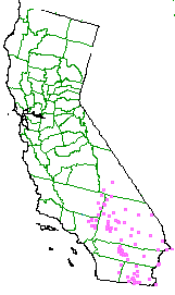 An approximate map of the zipcodes that have the Creosote brush plant community  - grid24_12