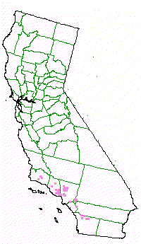 Approximate map of zip codes  where the Southern Oak Woodland community exists in California - grid24_12
