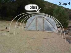How to use cheap greenhouse hoops of 1 inch plastic. Notice gravel base before you build the greenhouse. - grid24_6